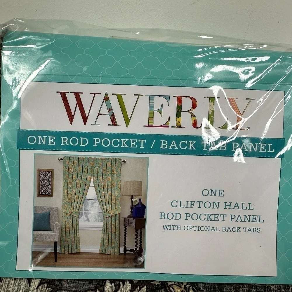 New Waverly CliftonBlack Floral Rod-Pocket Tie-Back Curtain Panel, 62